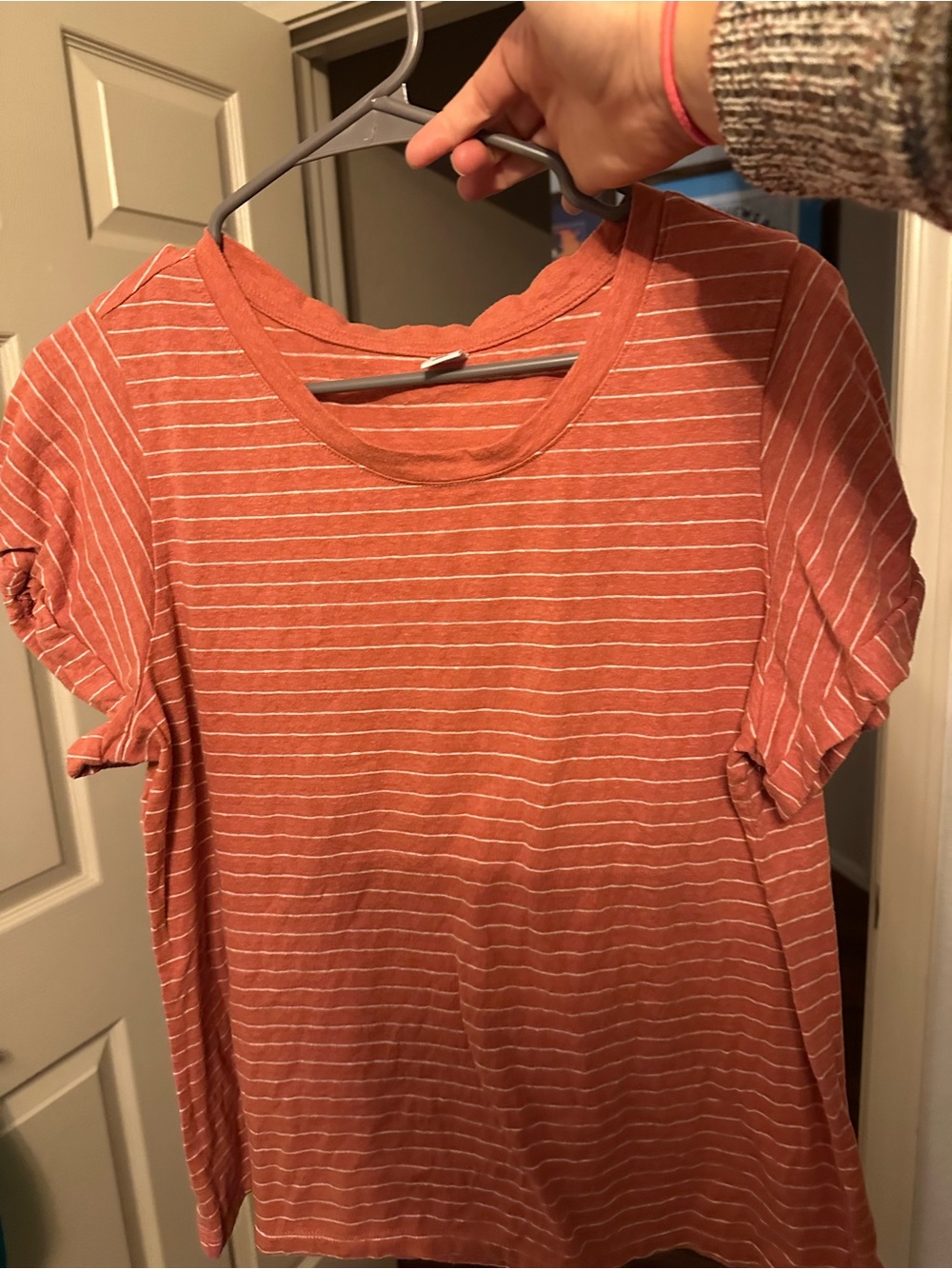 Old Navy Rust & White Striped Short-Sleeve Tee